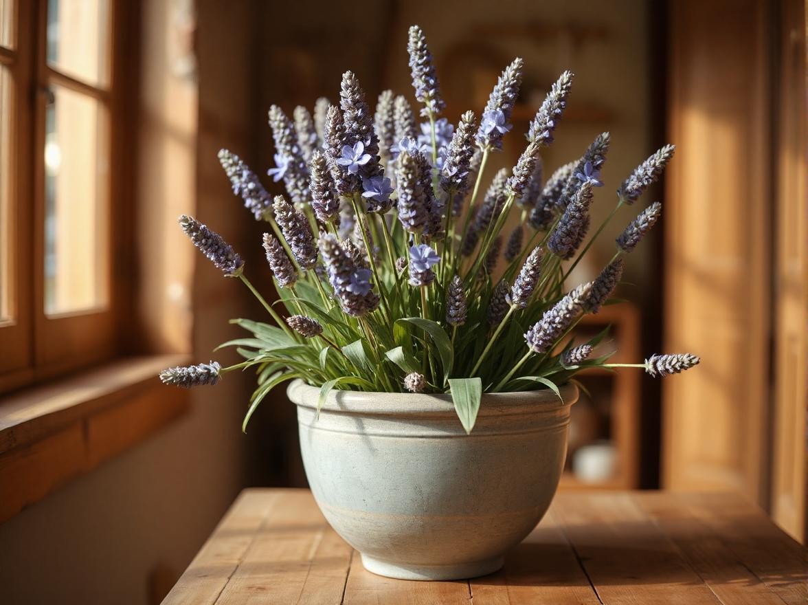 Lavanda u saksiji na stolu